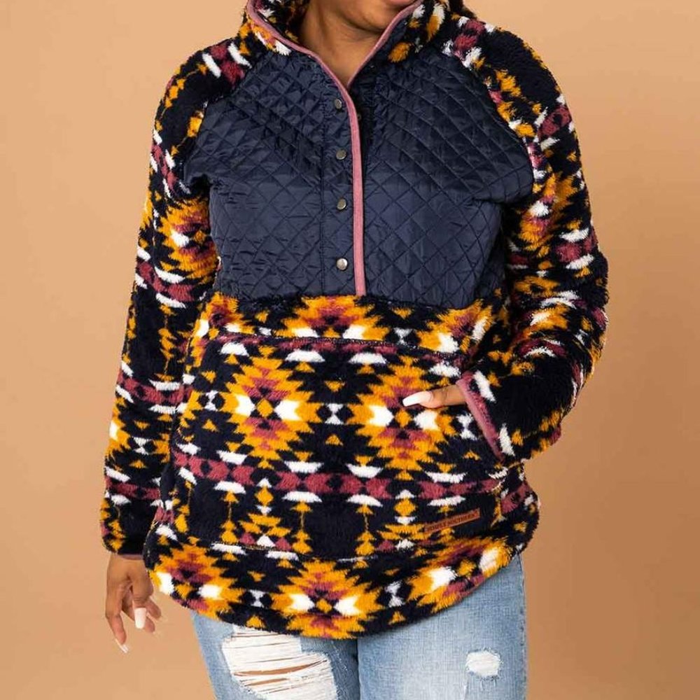 Simply Southern Quarter Snap Quilted Sherpa Pullover for Women in Alpine - Picture 3 of 5